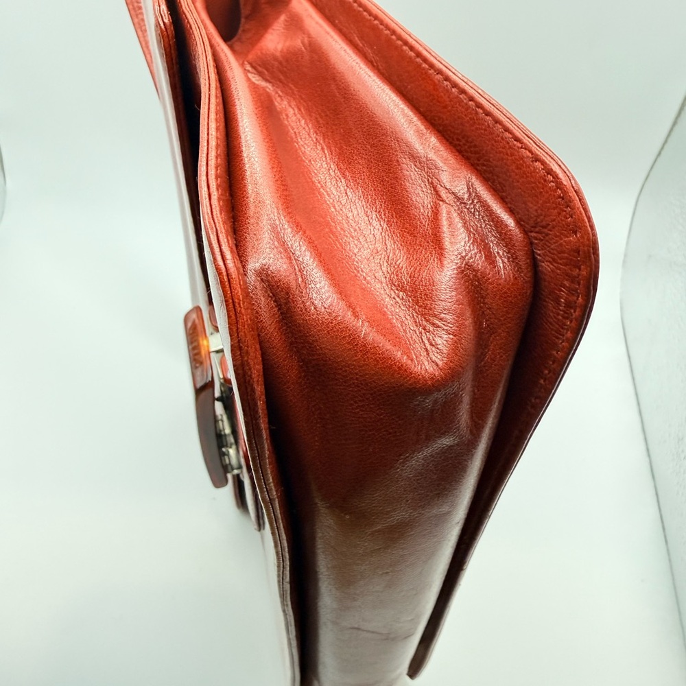 VINTAGE Prada Madras Bachel Leather Flap Bag - Porpora Red Tortoise - Picture 10 of 15